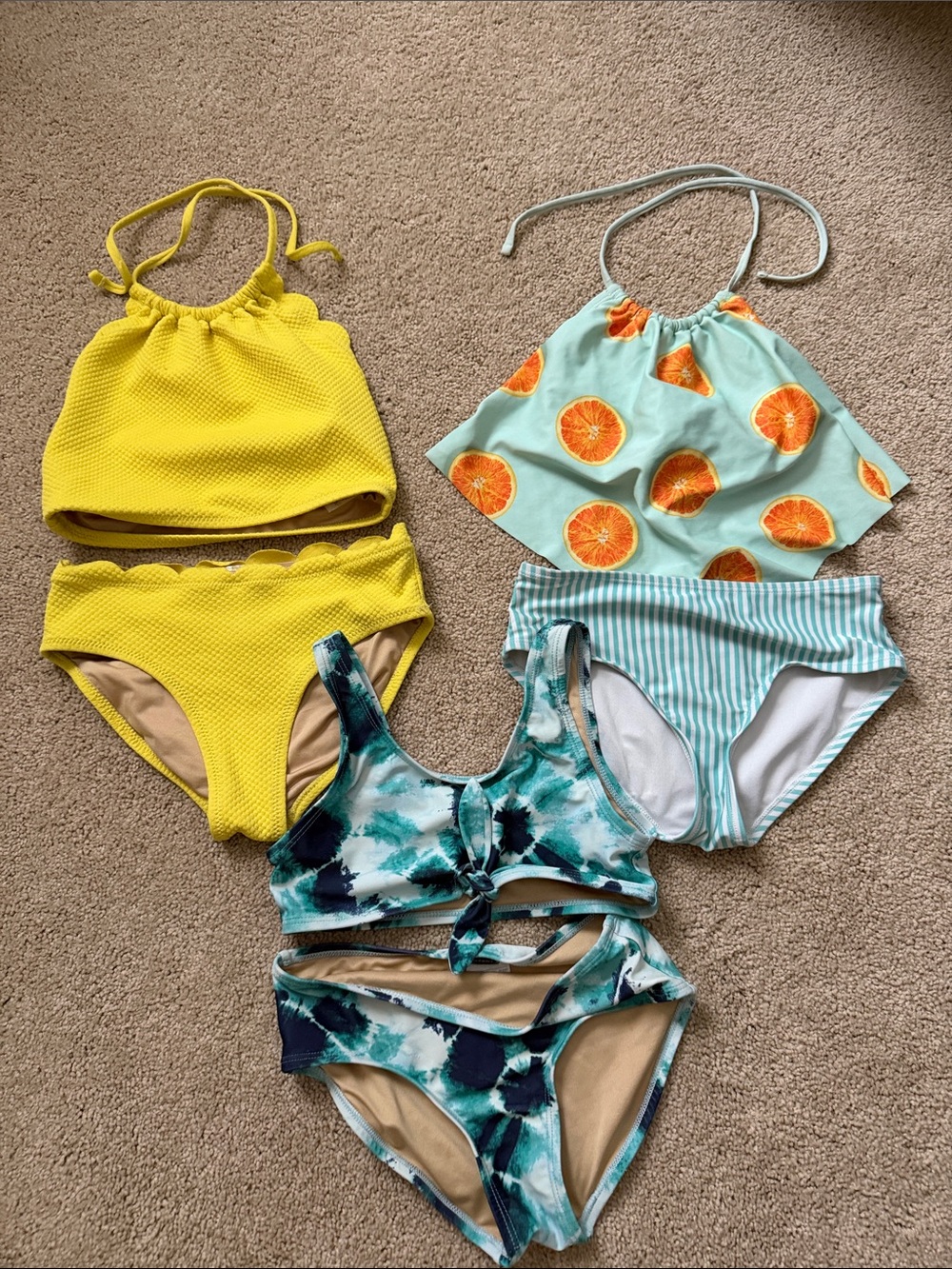 Mixed Girls' Bikini Set - Yellow, Mint, Teal Prints Old Navy Size M